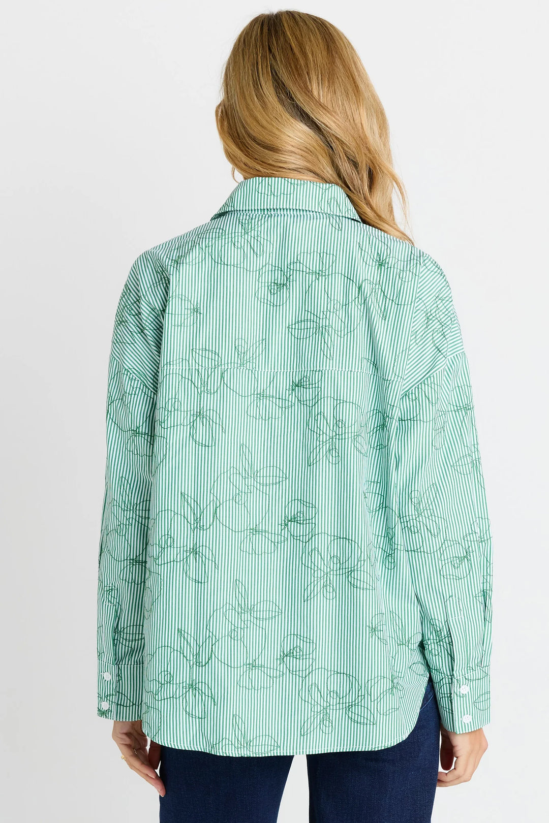 Betty Basics Sage Shirt - Green Stripe