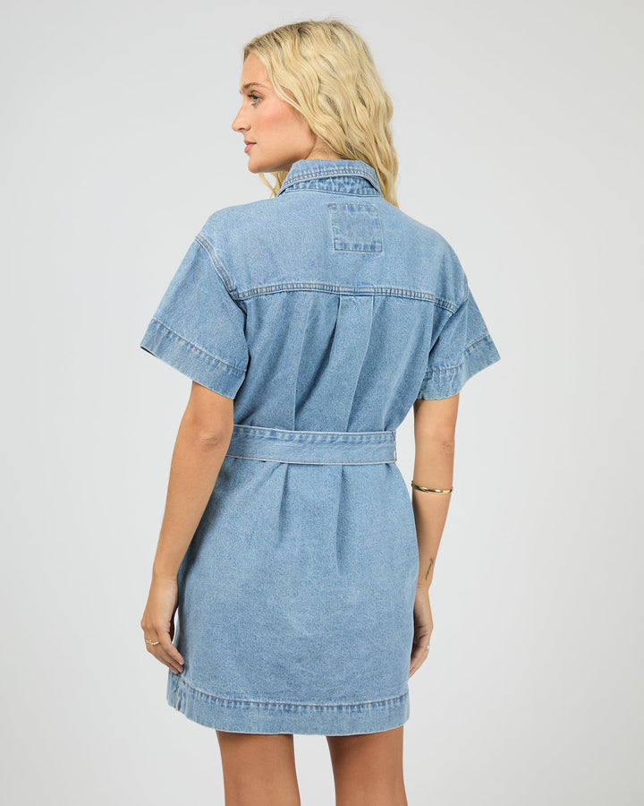 All About Eve Sunny Denim Mini Dress - Light Blue