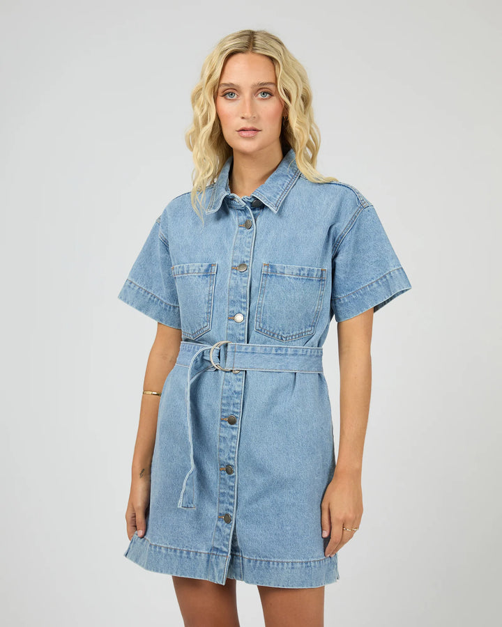 All About Eve Sunny Denim Mini Dress - Light Blue