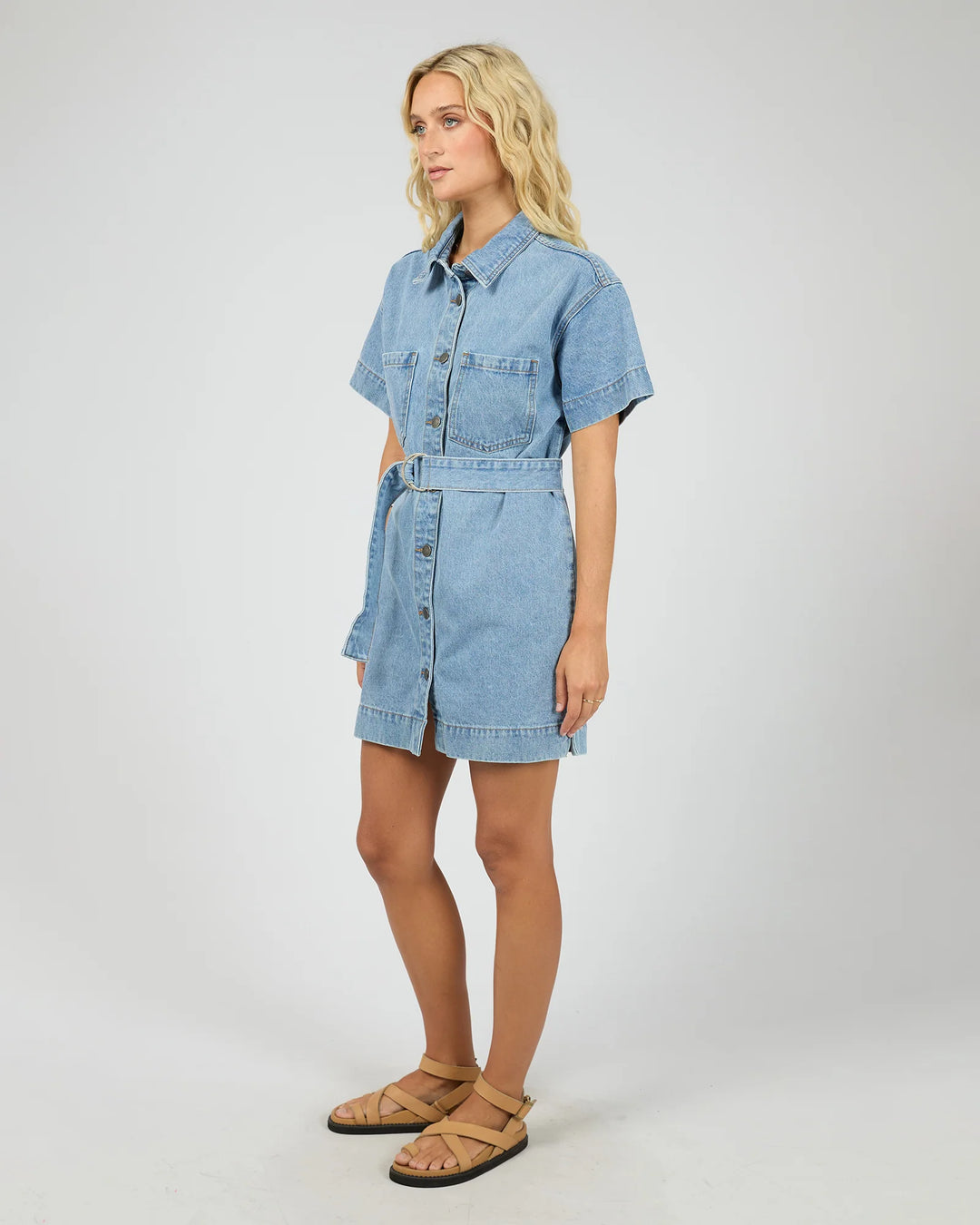 All About Eve Sunny Denim Mini Dress - Light Blue