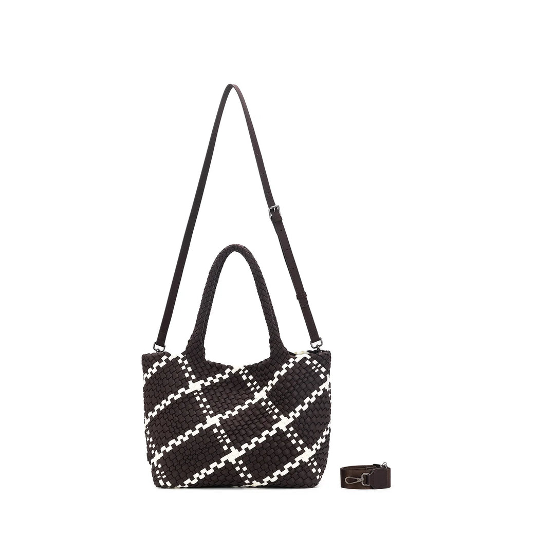 Black Caviar Hampton Handwoven 2-Piece Bag – Chocolate/White