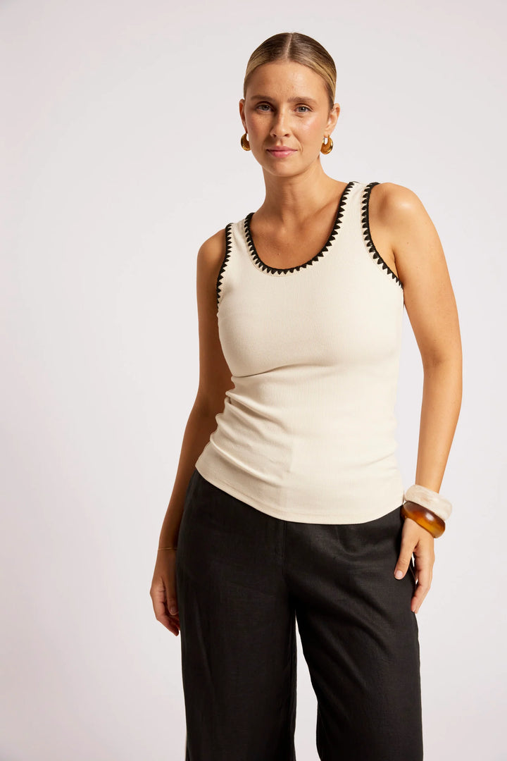 Eb &amp; Ive Maris Stitched Tank - Tusk/Black